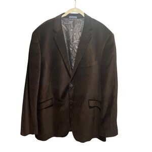 Madison Mens Chocolate Brown Velvet Blazer Sport Coat 48R Holiday Party Office